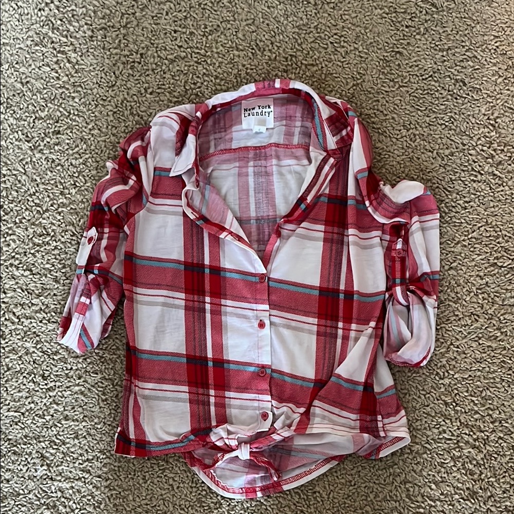 New York Laundry Red Plaid Shirt
